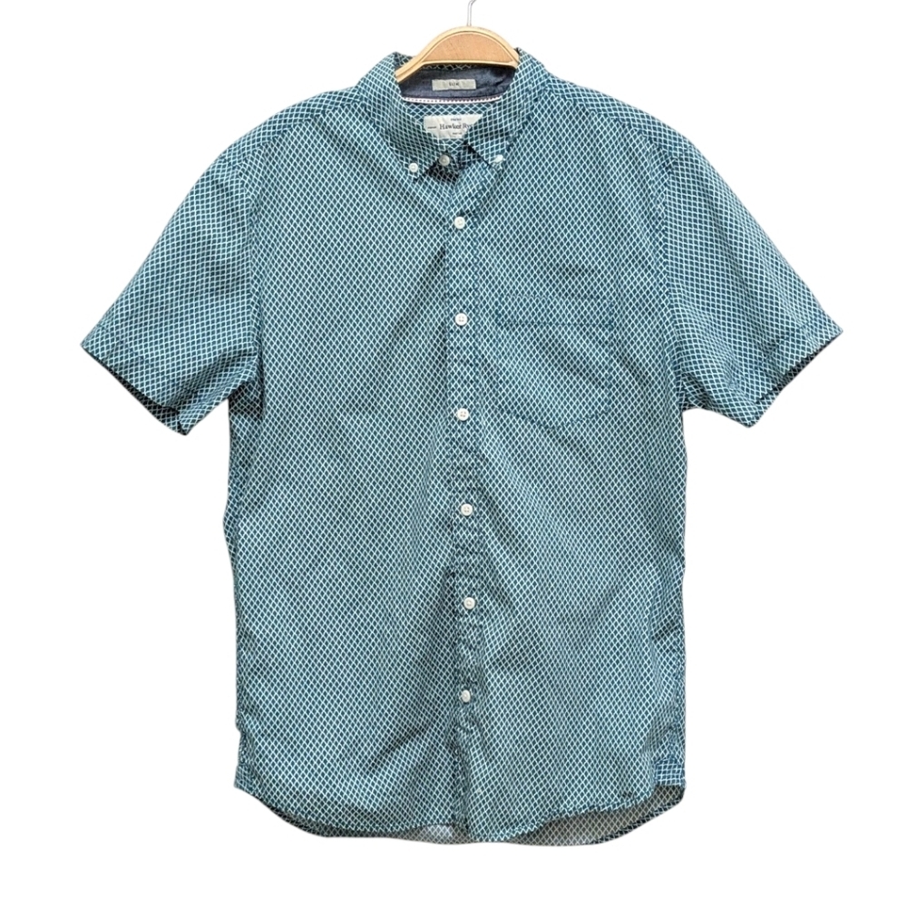 Hawker Rye Slim Men's short Sleeve Button Down Shirt Medium